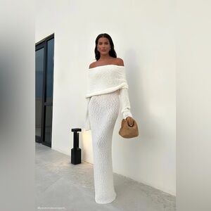 Meshki Marisol Off-Shoulder Boucle Maxi Dress - Ivory
